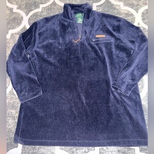 Lauren Ralph Lauren Sweater Womens large Blue Logo Ribbed Velour